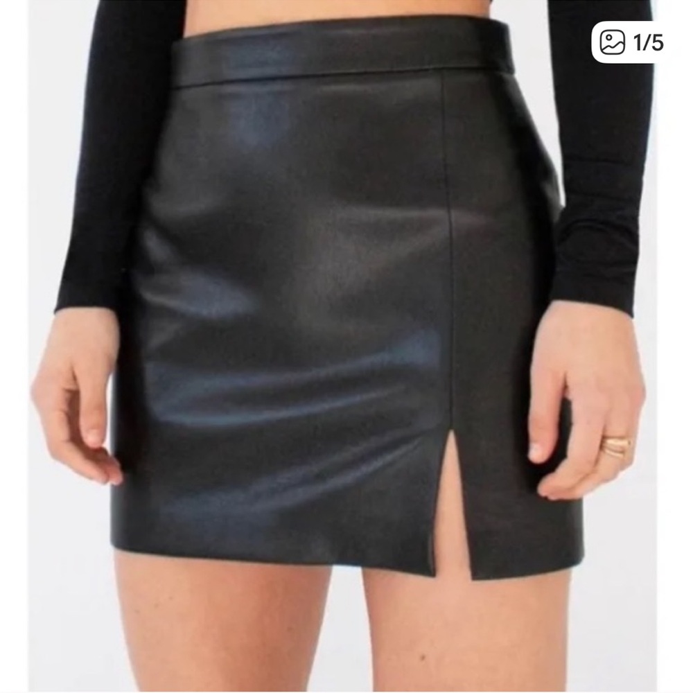 Aritzia Black Vegan Leather Mini Skirt